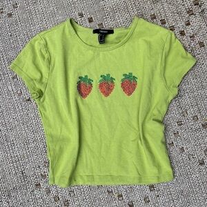 Y2K Green Strawberry Print T-Shirt